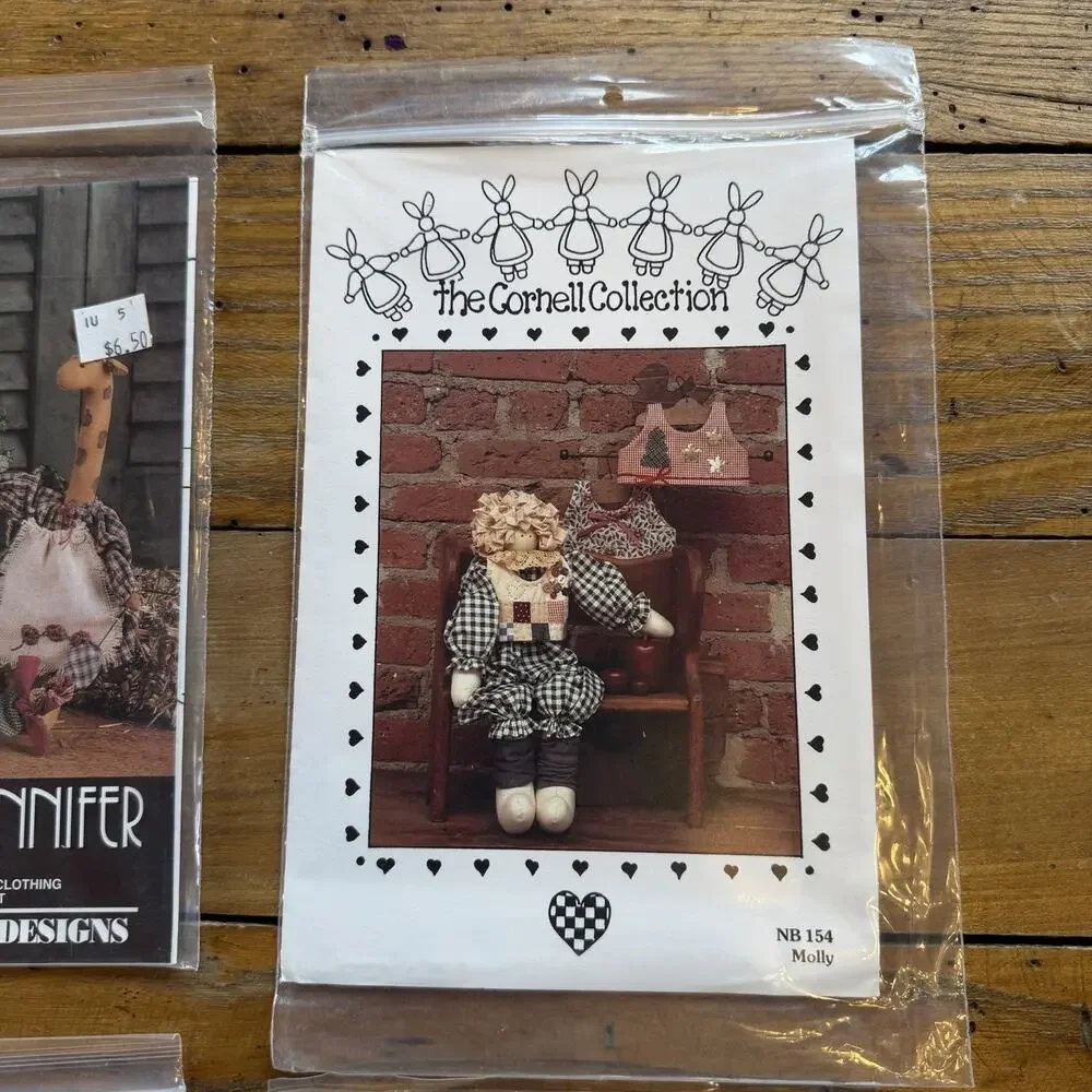 Vintage Craft Pattern Lot Country Folk Christmas Dolls Gingerbread Snowman Quilt